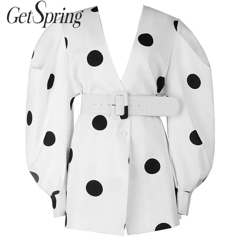 Getвесенний Женский блейзер с v образным вырезом и рукавами фонариками в винтажном