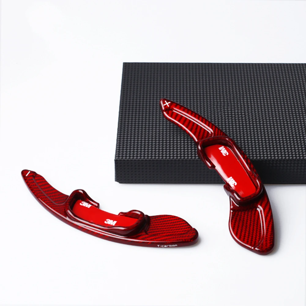 

2pcs Carbon Fiber Black/Red Car Gear Steering Wheel Shift Paddle Extension Cover For Mazda 3 6 Axela Atenza CX- 4 CX-5 2013-2017