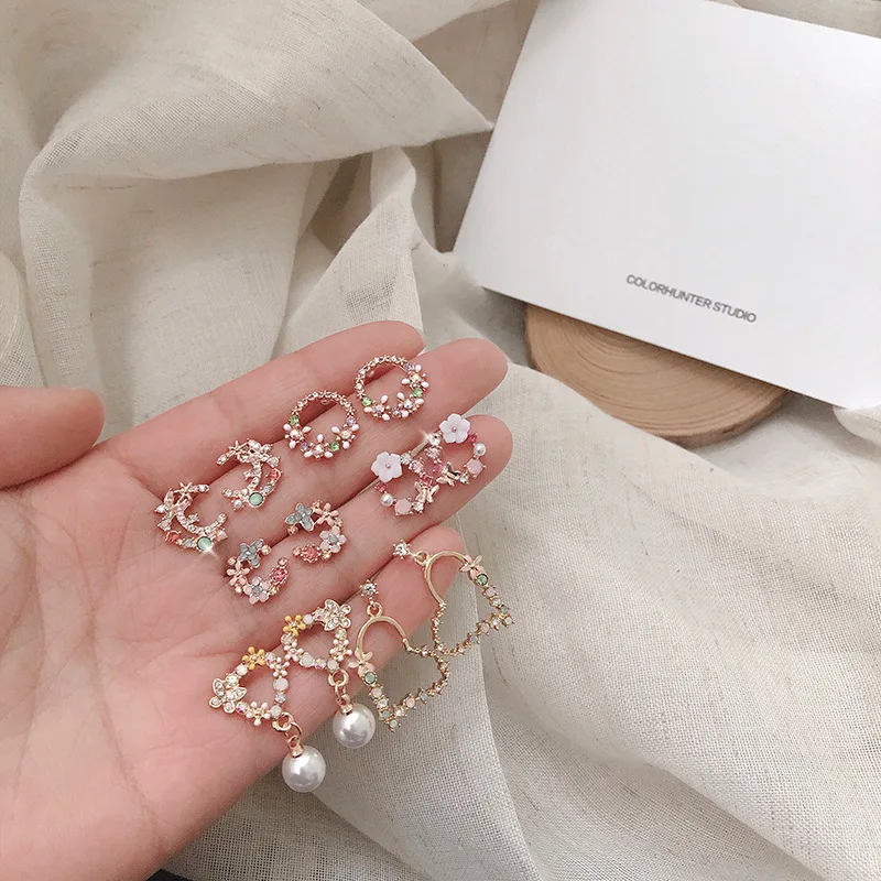 Серьги в Корейском стиле с имитацией жемчуга женские небольшие Милые простые