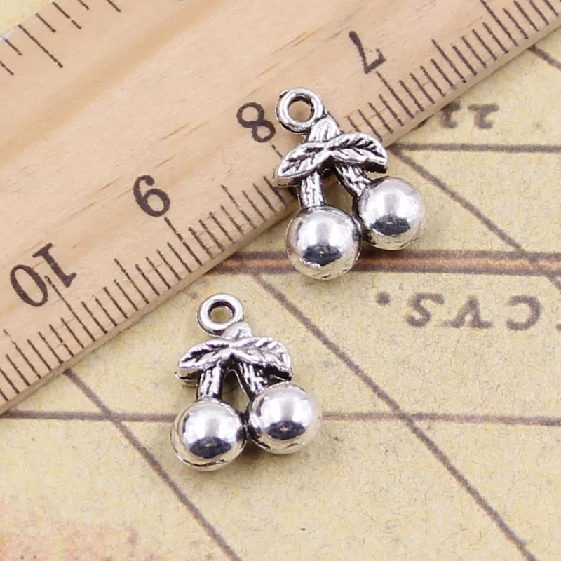 

20pcs Charms Fruit Cherry 14x11mm Tibetan Bronze Silver Color Pendants Antique Jewelry Making DIY Handmade Craft For Necklace