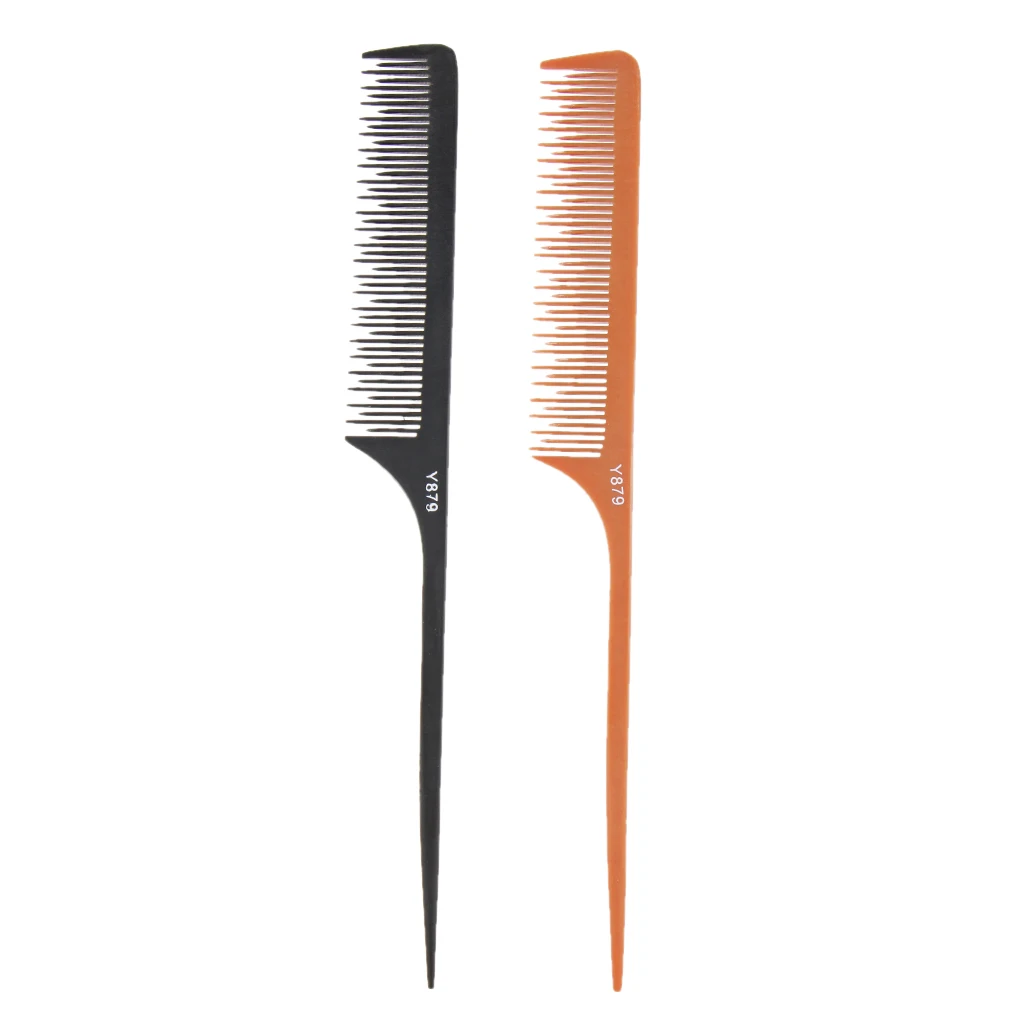 

2pc Fine-tooth Pin Hairdressing Style Rat Tail Bakelite Comb Stylish Durable,Anti-Static Barber Hairdresser Tool