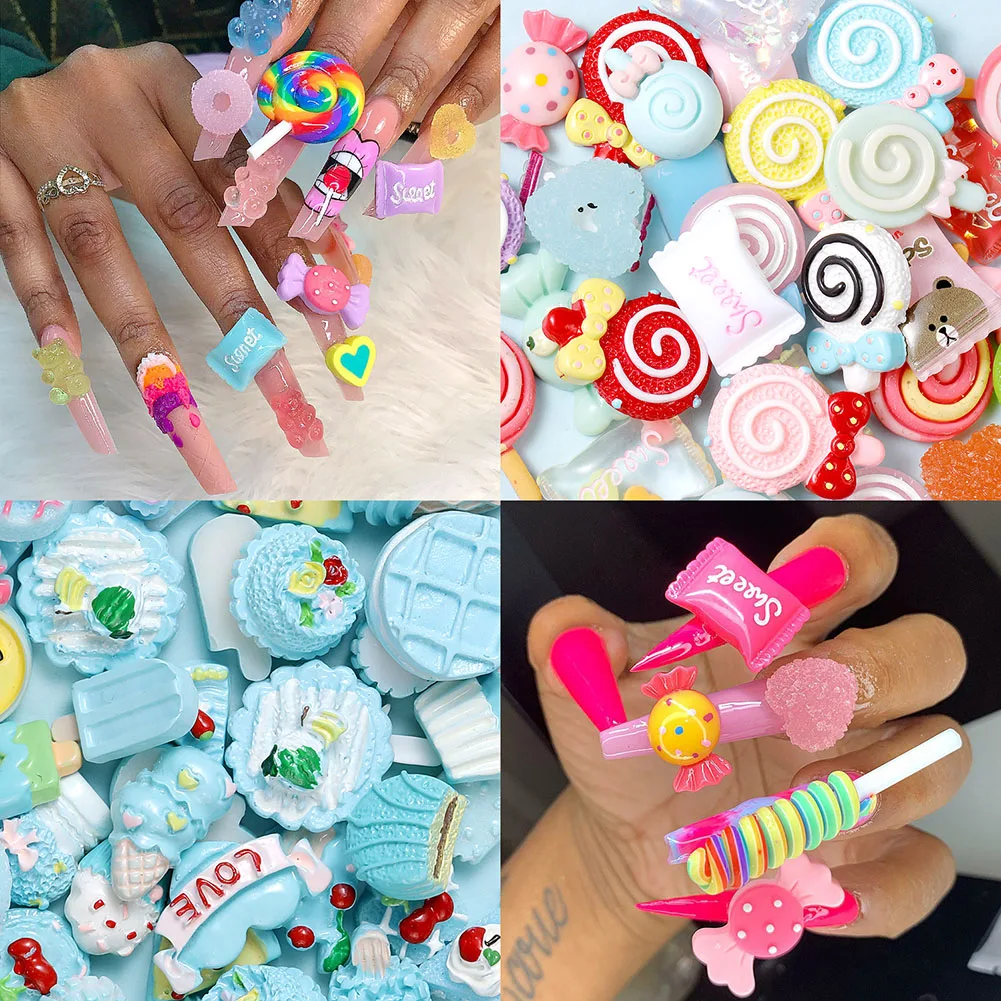 

3D Nail Charms Candy Mixed Resin For Acrylic Nail Art Tips Rhinestones Decoration Manicure Tool 2021 HOT