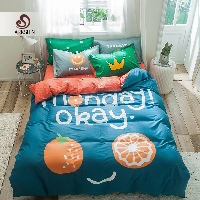 Паркшин 100% хлопок мультфильм дети постельные принадлежности один комплект