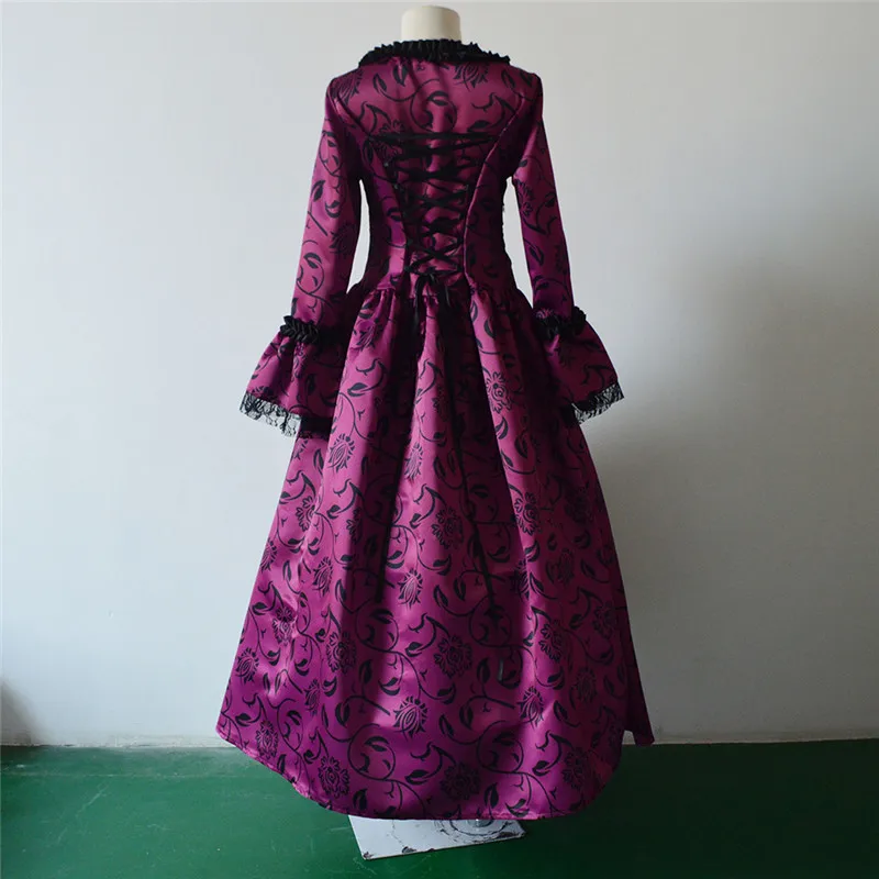 Средневековое готическое платье 18 го века кружевное с цветочным принтом в стиле