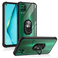 armor shockproof case for huawei p40 lite 5g p smart 2019 p30 pro magnetic metal stand holder transparent acrylic back cover