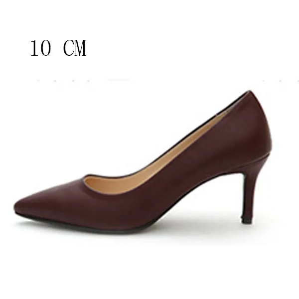 Red Pumps 10 cm Женские туфли-лодочки женская брендовая обувь на высоком каблуке однотонные женские классические туфли на каблуке без застежки повседневная обувь весенне-Осенняя обувь с острым носком - Цвет: Red Pumps 10 cm
