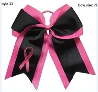 drop shipping 8 breast cancer cheer bows with elastic hair band for girls handmade ribbon bows hair accessories