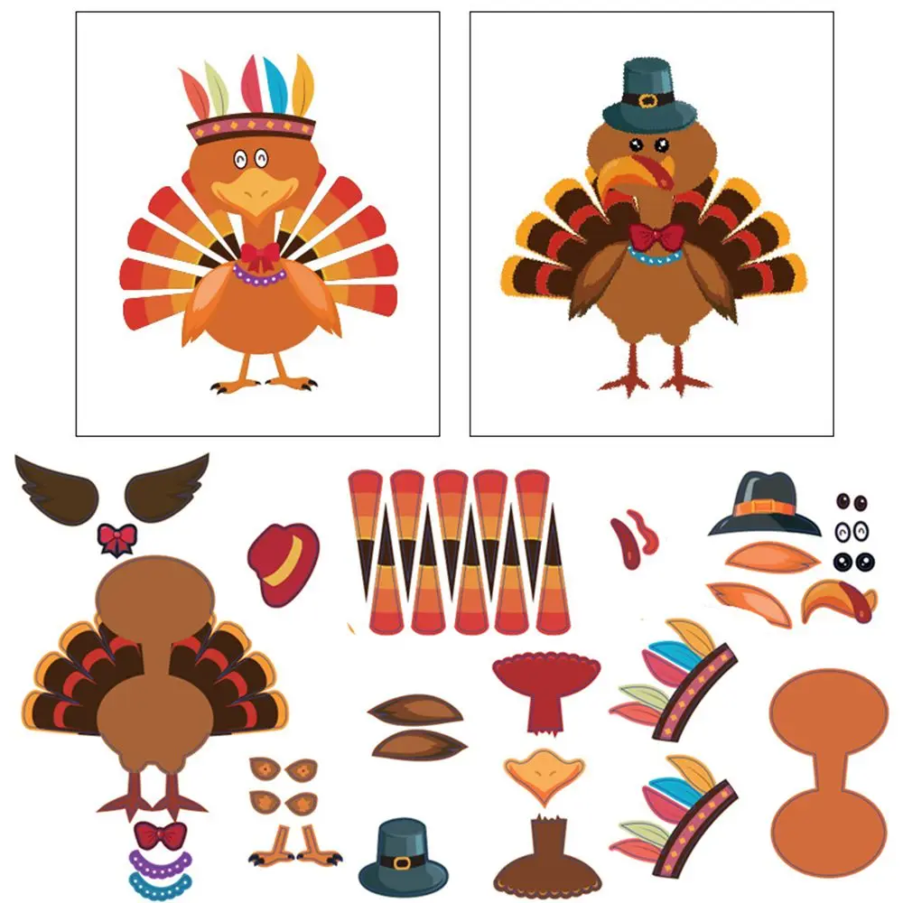 

Creative Kids Party Games Supplies Make-A-Turkey Stickers Thanksgiving Decorations Turkey Stickers