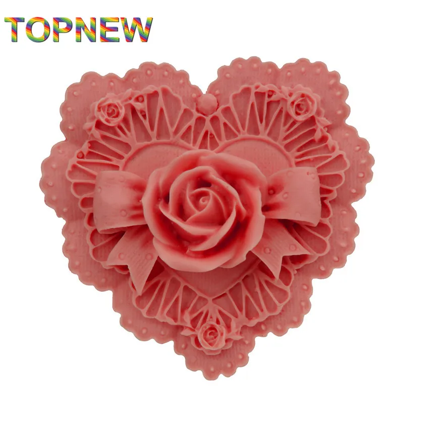 Милые новые милые 3D формы для украшения торта с большим сердцем и розами мыла DIY