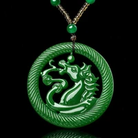 natural green hand carved horse jade pendant fashion boutique jewelry bat in front of your eyes necklace gift