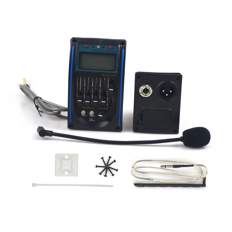 

10pcs LC-5 5 Band Acoustic Guitar Preamp EQ Equalizer Pickup Tuner System with Micro Phone Pickup for Acoustic Guitar
