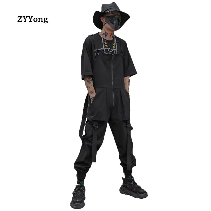 Fashion Men Jumpsuit Joggers Casual Overalls Black Trousers Adjustable Straps Suspenders Pants Street Rompers 2020 | Повседневные