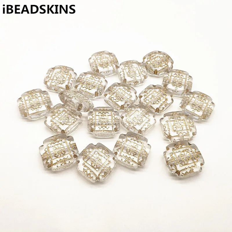 Новое поступление! 22 мм 140 шт прозрачных с золотыми полосами квадратная shape форме