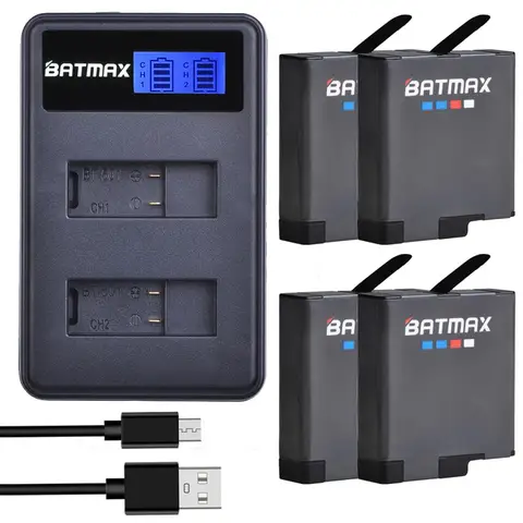 Для оригинального GoPro Hero 7 Hero 6 Hero 5, черный аккумулятор + быстрый двойной зарядный прибор с ЖК-дисплеем и USB для GoPro Hero 8 7 6 Hero 5, черные аксессуары