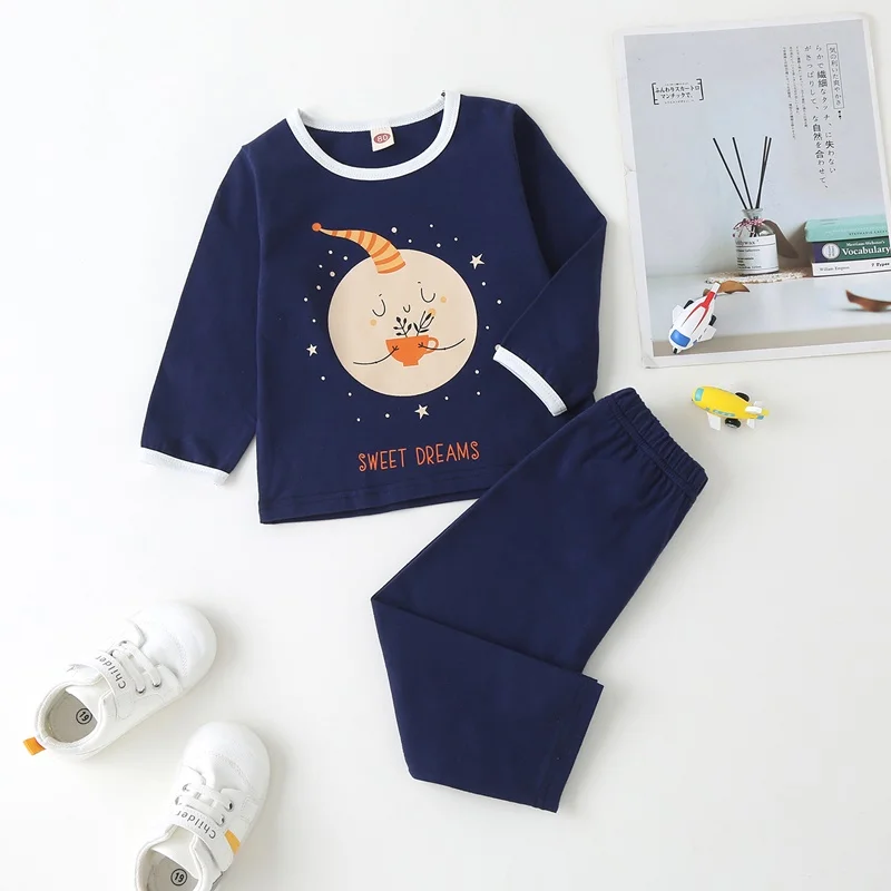 

Cotton Baby Girl Clothes Winter 2pcs Set Cute Moon Drinking Tea Long Sleeve Tops+trousers Casual Home Baby Pajamas Autumn 0-18M
