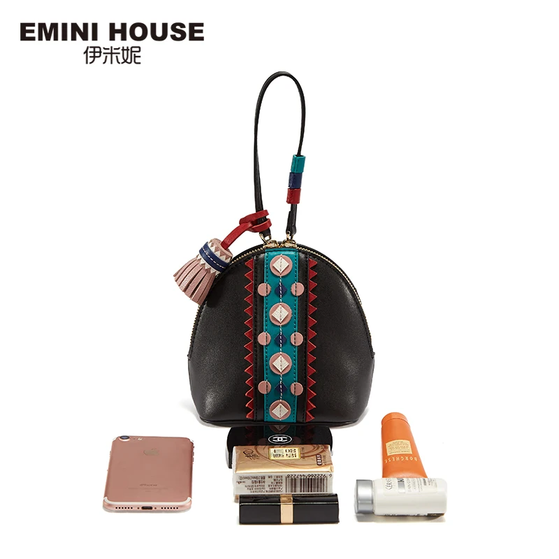 EMINI HOUSE индийский стиль мини сумка спилок кожа кисточка через плечо сумки для