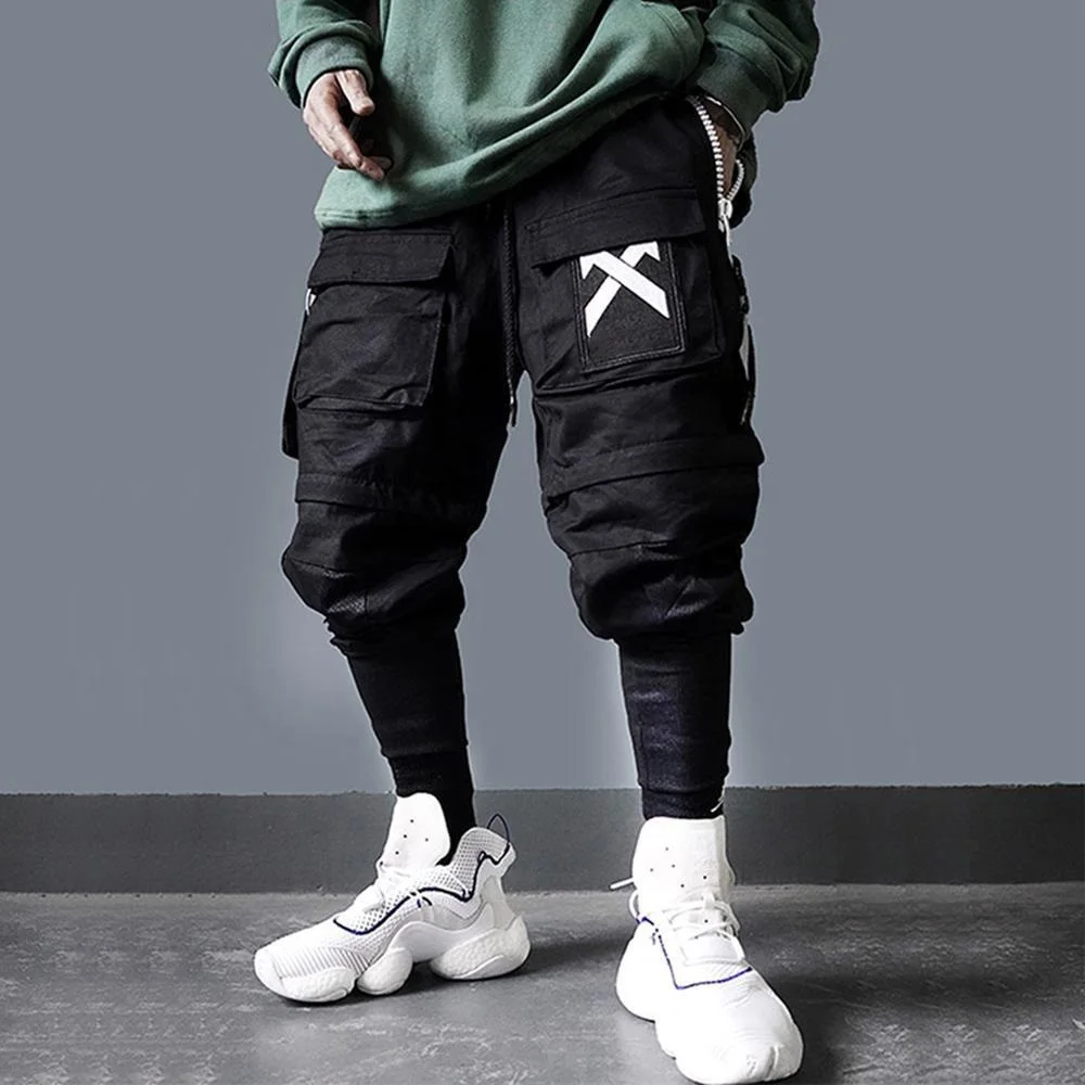 Брюки-карго мужские со съемными карманами, уличные Джоггеры в стиле Харадзюку, хип-хоп, спортивные штаны с эластичным поясом, Techwear