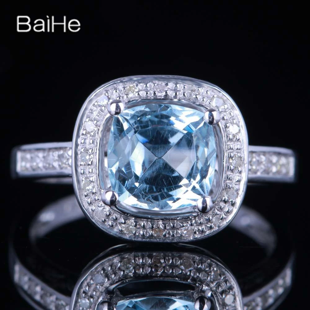 

BAIHE Sterling Silver 925 Sky Blue Topaz Ring Men Women Trendy Party Gift Fine Jewelry Кольцо синим топазом Anillo topacio azul