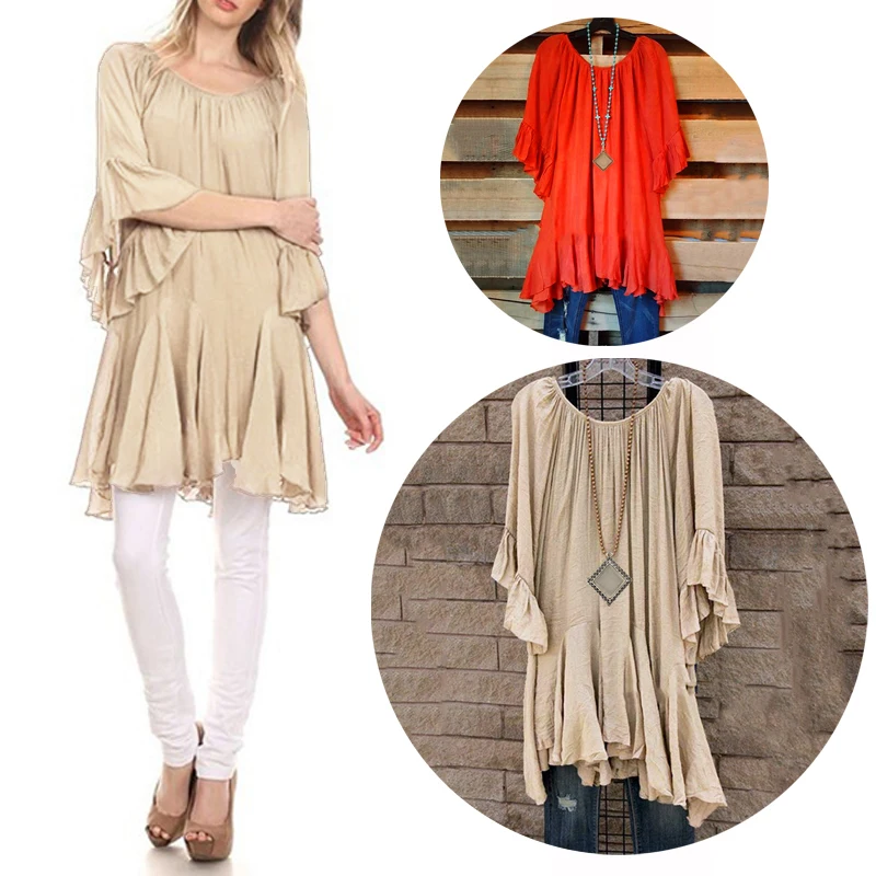 Летняя мода круглый вырез повседневные топы оборки Тонкая блузка для женщин