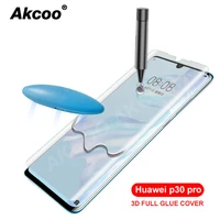 Akcoo P30 Pro Tempered Glass full glue for Huawei P30 Pro screen protector P30 lite 10D Glass film with Oleophobic Coating
