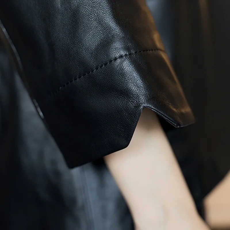 Женская Асимметричная накидка из овечьей кожи однобортный пуловер в стиле рок