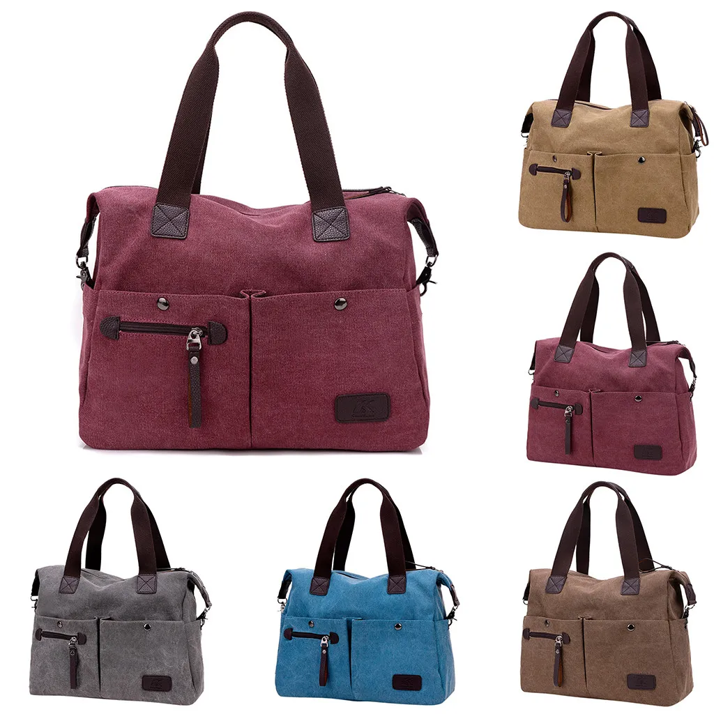 Женская модная Холщовая Сумка На Молнии однотонная вместительная сумка через