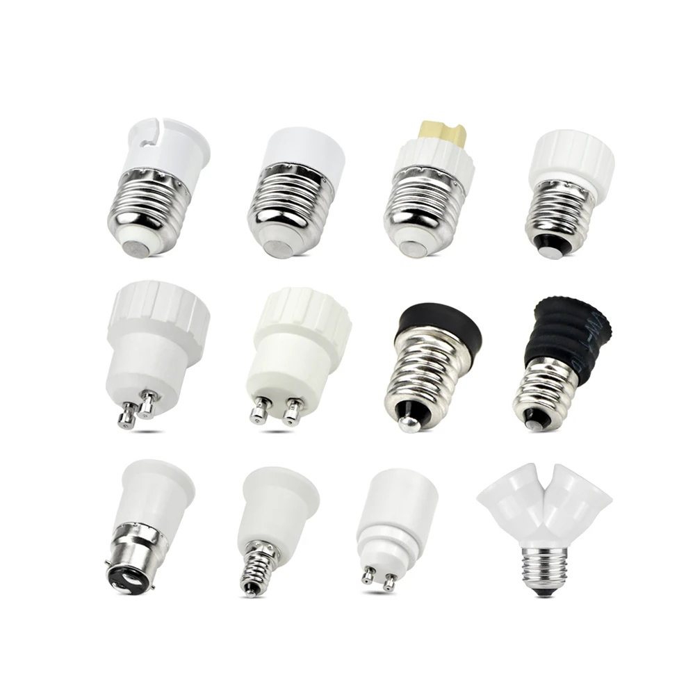 

Led Lamp Bulb Base Conversion Holder Converter Socket Adapter GU10 G9 B22 E27 E14 E12 Fireproof Material For Home Light&Lighitng