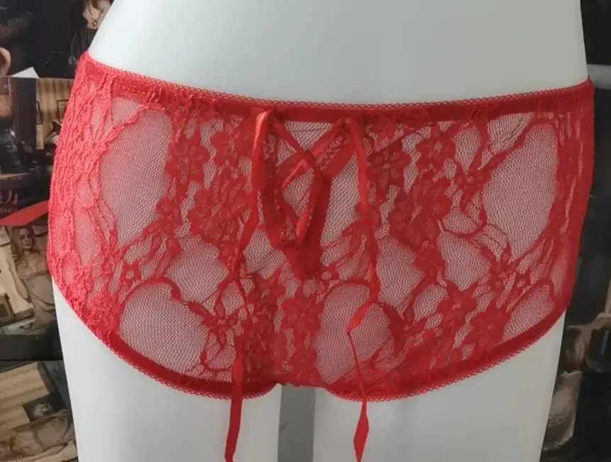 

New Women's Sexy Ultra Low Waist Lingerie Open Crotch Underwear Lady's Crotchless Lace Panties with Bow