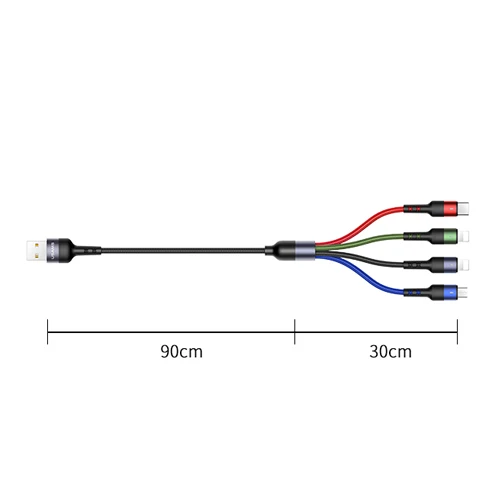 4in1 Straight Cable USAMS 1,2 м 3 в 1 телефон USB кабель type C Micro USB для iPhone X 8 7 6 iPad 3A Зарядка samsung Micro usb C для iPhone кабель - Цвет: 4in1 Straight Cable