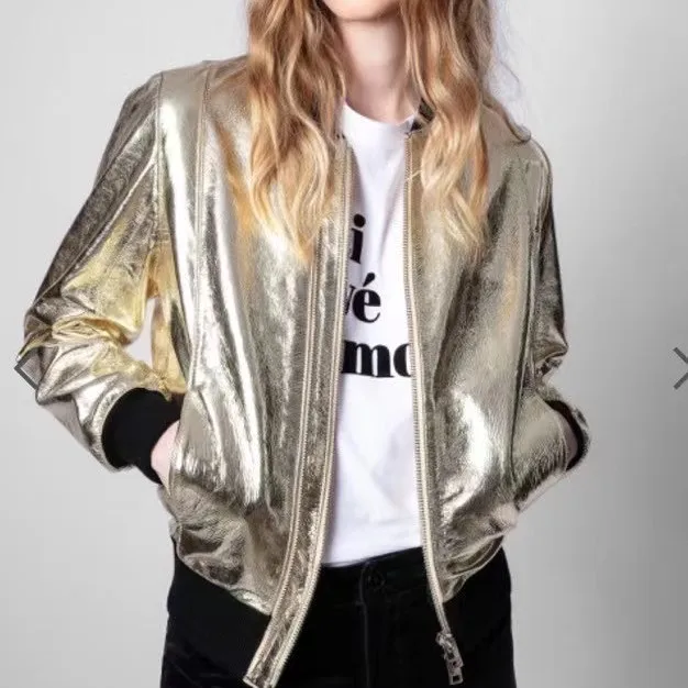

Женская куртка с покрытием в стиле пэчворк, цвет серебро 2021, осенняя Женская Повседневная бейсбольная короткая куртка на молнии