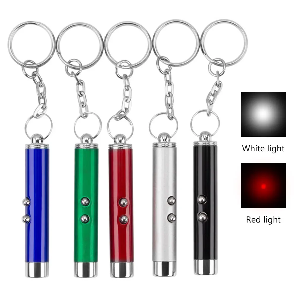 2 In 1 Laser Lazer Pointer Pen 650nm Red + White LED Torch Flashlight Light Beam Laserpointer With Keyring YCDC |