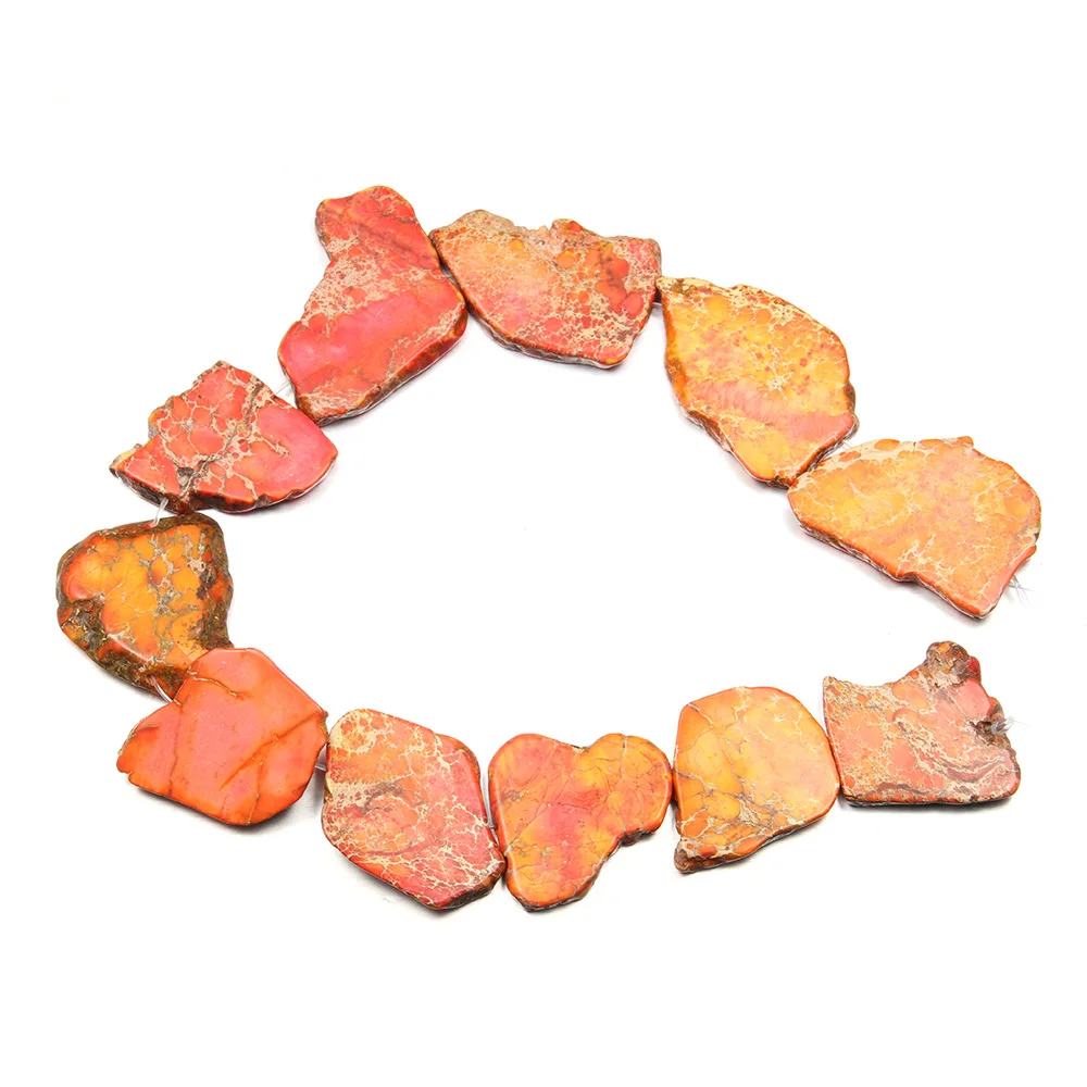 

10Pcs Impression Jaspers Irregular Slab Beads Orange Blue Ocean Sediment Emperor Stone Making Necklace Graduated Jewelry Gifts