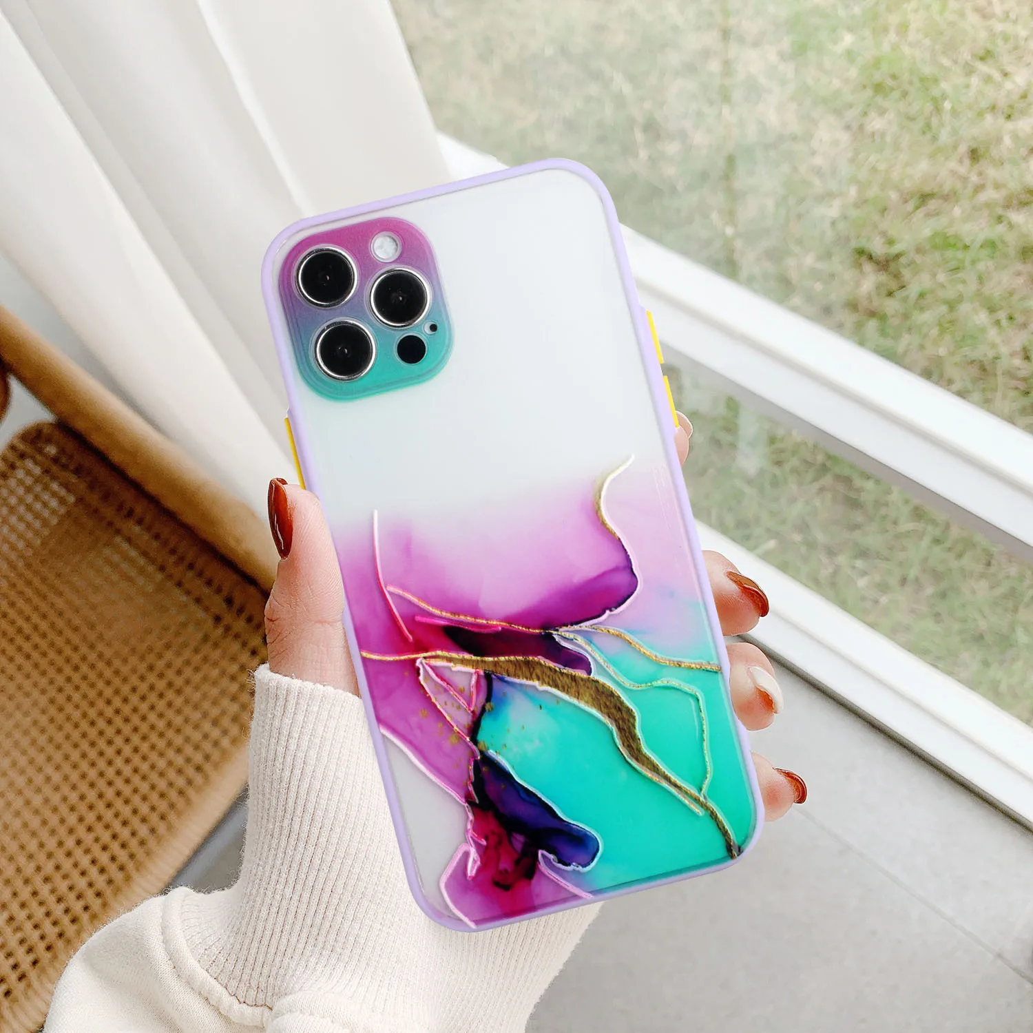 

Camera Lens Protective Cover For iPhone 13 12 Pro Max Mini 11 X XS Max XR 7 8 Plus Oil Painting Shockproof Anti Scratch Case