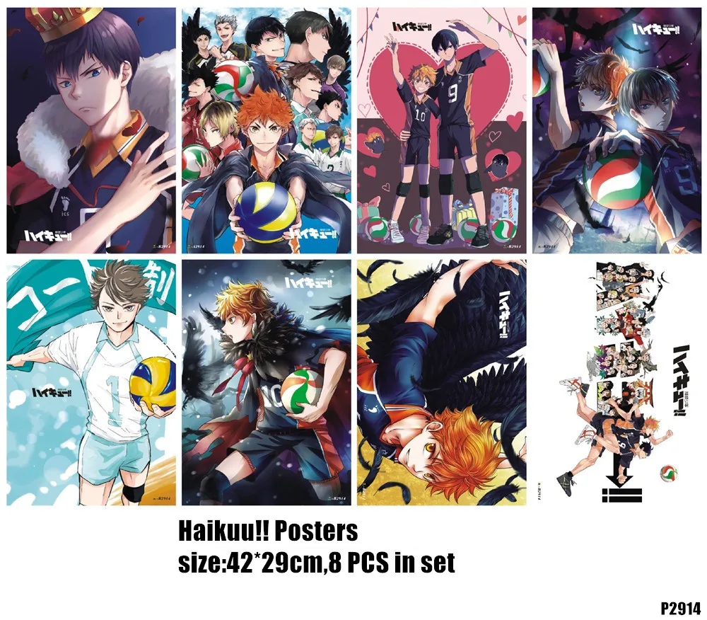 8 шт./лот Аниме Haikyuu! Плакат с тиснением плакат Haikyuu Shouyou Tobio Yuu Kenma Tooru комиксные