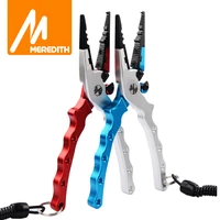 meredith aluminum alloy fishing pliers split ring cutter fishing holder tackle with sheathretractable tether combo hook remover