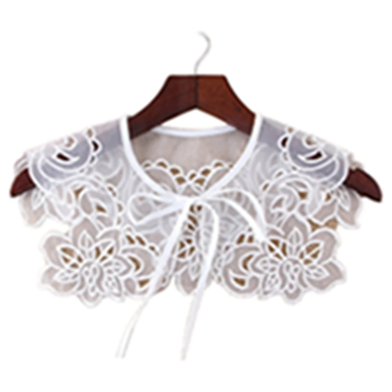 

New Fashion Women Detachable Collars Dickey Lace False Fake Collar Shirt Lapel Embroidery Hollow Out 2020 Girl Fake Collars