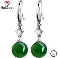 huisept vintage women earrings 925 silver jewelry for wedding party gift drop earring with emerald ruby zircon gemstone ornament