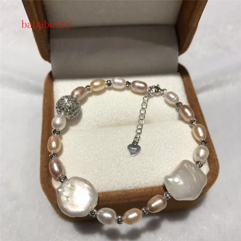 Новый натуральный пресноводный браслет неправильной формы риса 5 6 мм