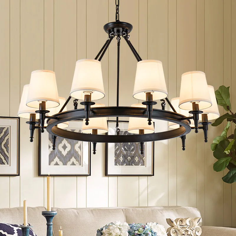 Черная винтажная люстра кованая железная лампа для спальни кухни островка