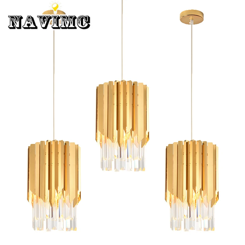 Современный полированный Кристальный одиночный подвесной кухонный светильник