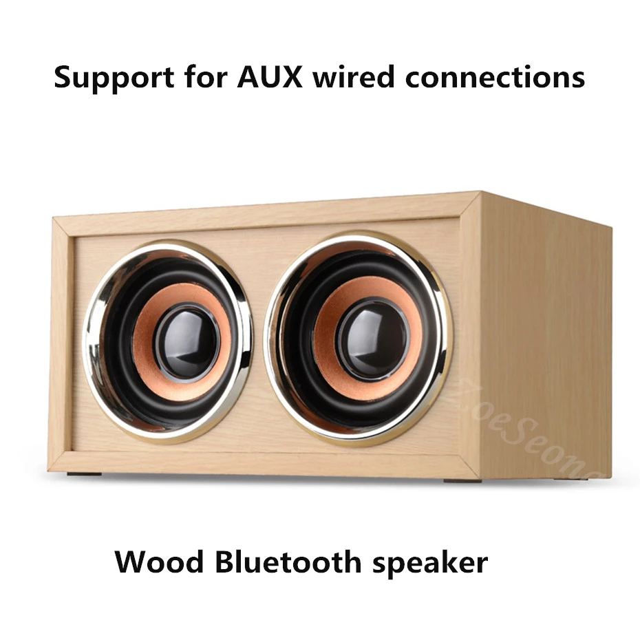 Портативная беспроводная bluetooth-колонка, деревянный стерео динамик с мини-ключом, поддержка FM-радио, TF-карт, для телефона, ПК, 10 Вт