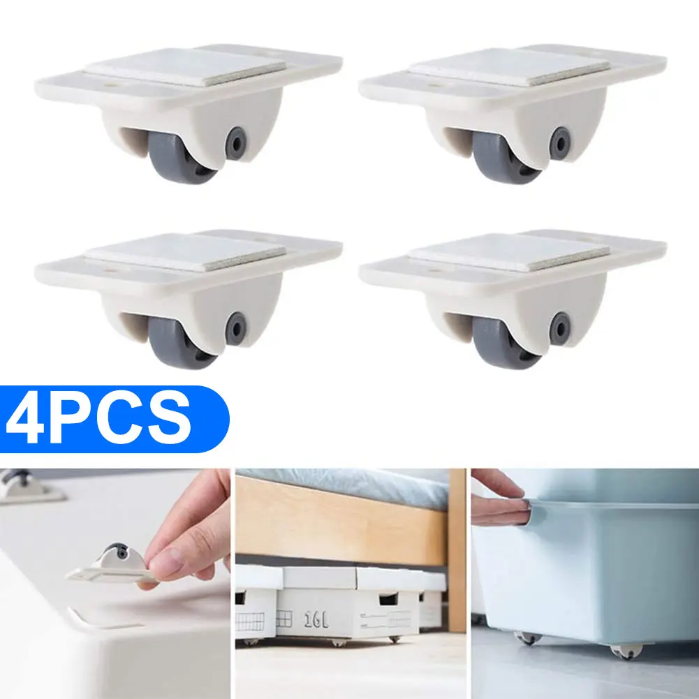 

4Pcs/Pack Adhesive Pulley Storage Box Pulley Trash Can Self-adhesive Pulley Home No Noise No Scratches Box Wheels Drop Shippingy