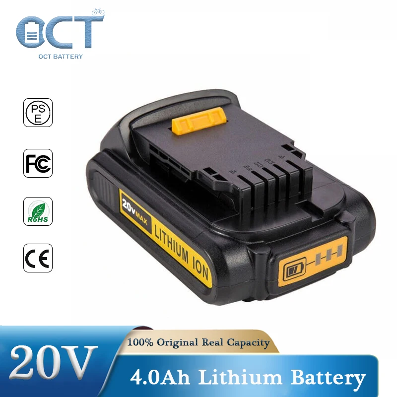 20V 4.0Ah Lithium Battery Replacement Rechargeable Cordless Power Tools for Dewalt DCB203 DCB181 DCB180 DCB200 DCB201 DCB201-2