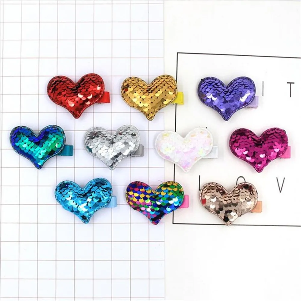 1pcs Candy Color Fashion Fish Scale Sequins Hair Clips Rabbit &amp Heart Shape Waterdrop Hairpins For Girls Christmas Accessories | Красота и