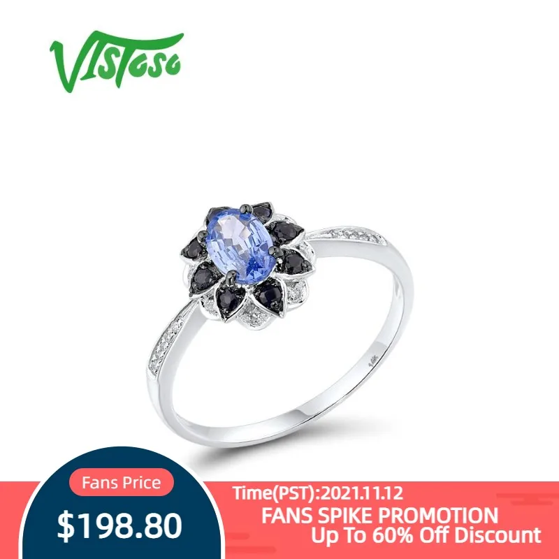 

Женское золотое кольцо с цейлонским сапфиром VISTOSO, элегантное кольцо из белого золота 14 к 585 пробы с бриллиантами и овальным цейлонским сапф...