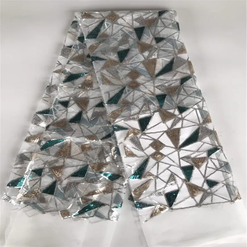 French Sequins Lace Fabric 2020 gold African Tulle High Quality Nigerian Embroidered Wedding Dress | Дом и сад