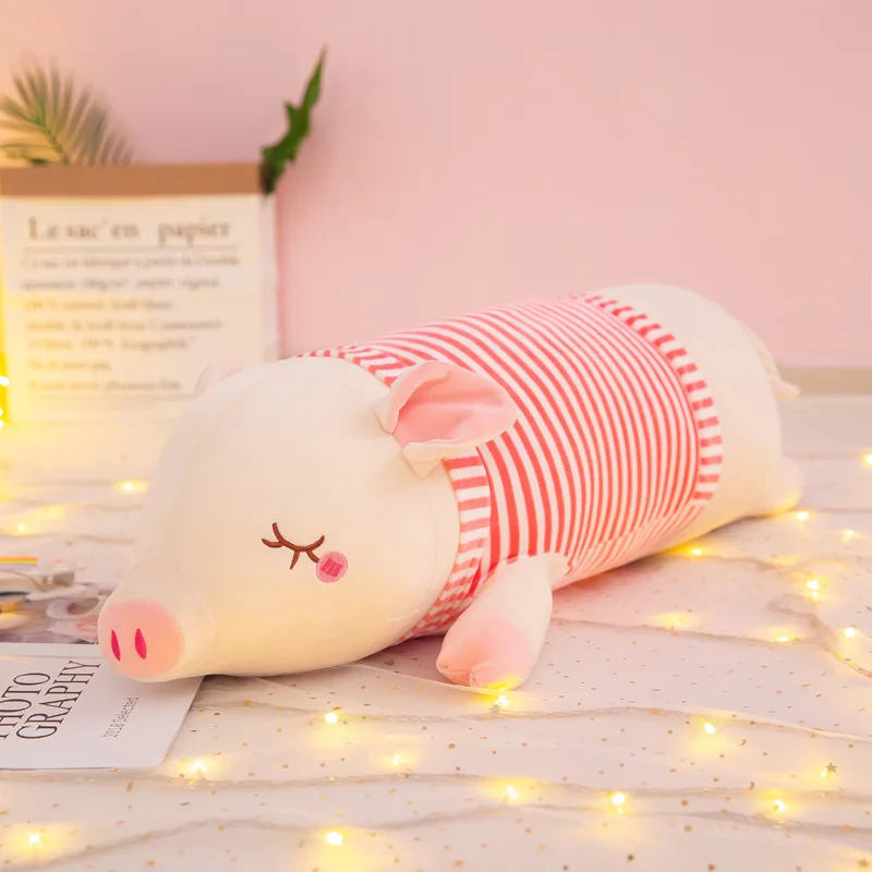 Cute Pig Pillows Wearing Plush Toy Super Soft Cartoon Pregnancy Pillow 60cm 110cm Long To Sleep Vs Pink Blue Brown | Дом и сад