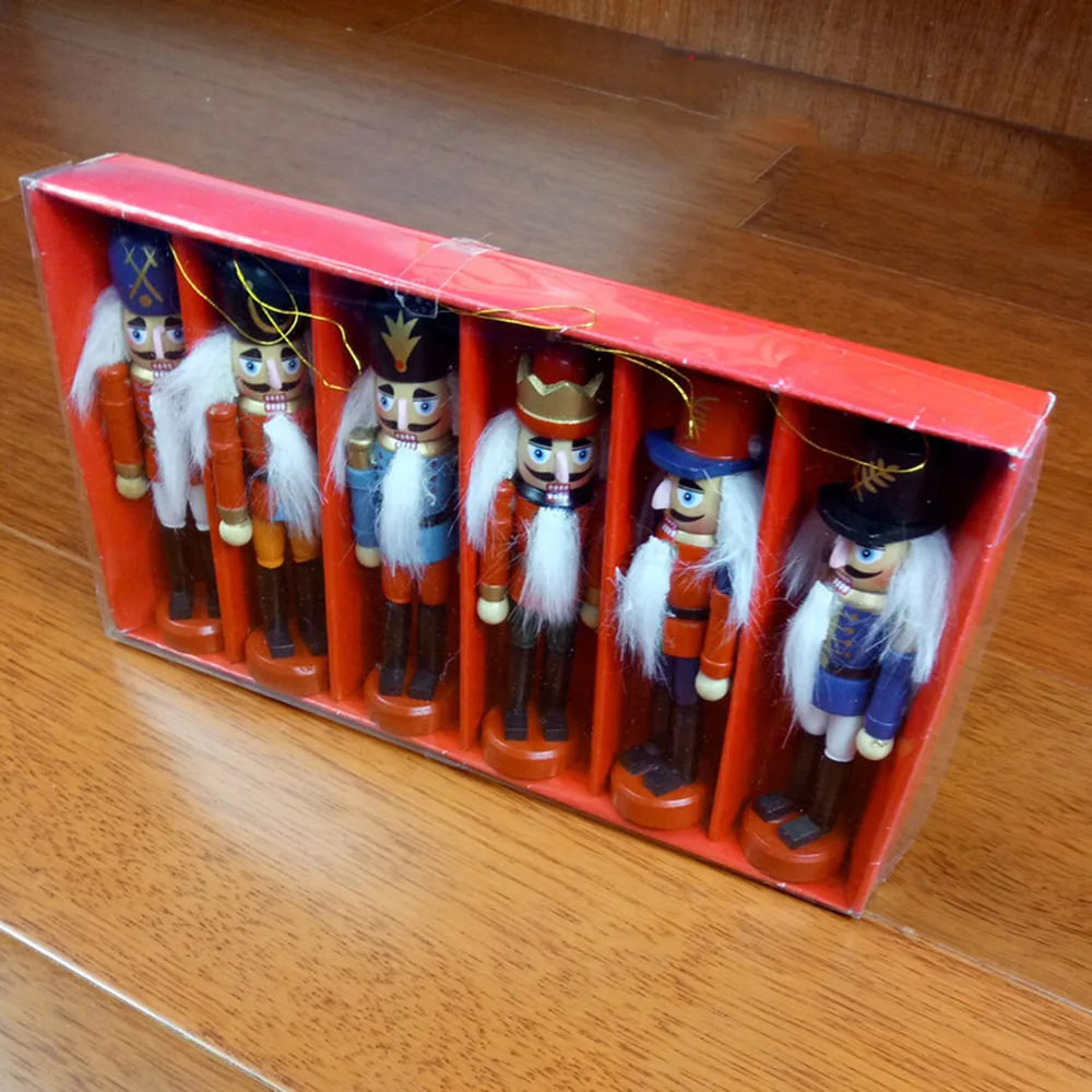 6 шт. Щелкунчик Деревянный Рождественская елка висит Декор для дома Новый год