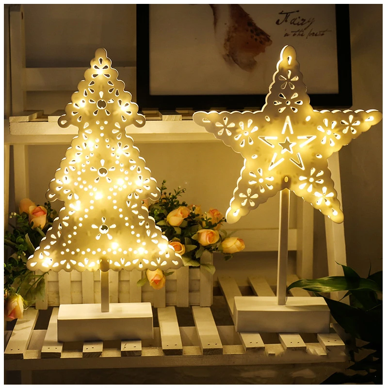 Светодиодный ночной Светильник Рождество Decoracion светильник s для дома Спальня Luces светодиодный Decoracion внутренняя елка лампы на солнечных батареях Фея светильник s