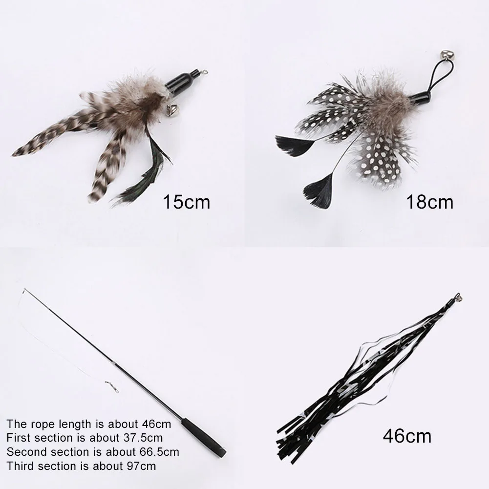 6 шт./компл. забавная игрушка для кошек Замена перо выдвижной 3 секции палочка
